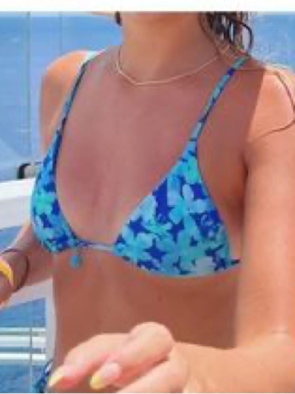 PacSun Blue and Teal Floral Triangle Bikini Top - Picture 2 of 4